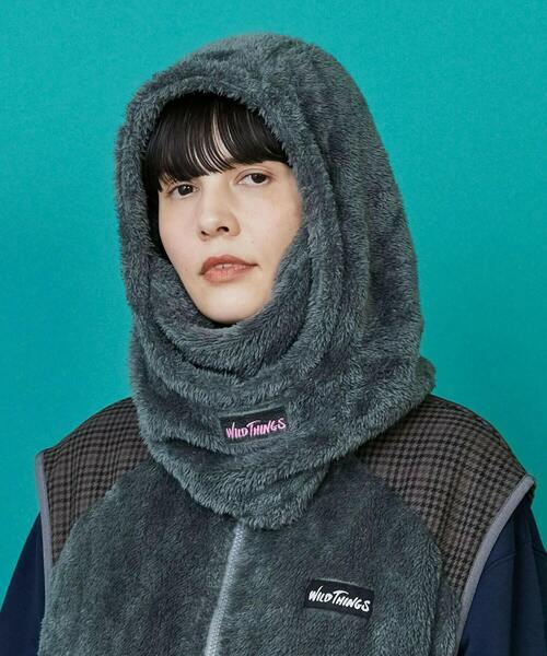 FRAPBOIS（フラボア）の「FRAPBOIS×WILD THINGS シャギーフリースバラクラバ（ネックウォーマー/スヌード・レディース・グレー/ブラック・FREE）」の2枚目の写真
