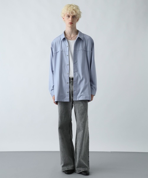 HARE（ハレ）の「BIGカラーストライプシャツ(HARE)（シャツ/ブラウス・メンズ・ブルー/ブラック/グレー・FREE）」の7枚目の写真