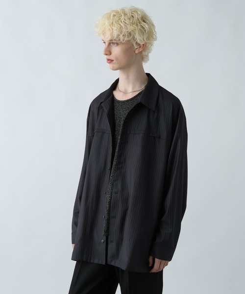 HARE（ハレ）の「BIGカラーストライプシャツ(HARE)（シャツ/ブラウス・メンズ・ブルー/ブラック/グレー・FREE）」の13枚目の写真