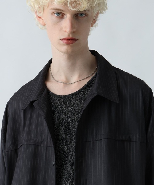 HARE（ハレ）の「BIGカラーストライプシャツ(HARE)（シャツ/ブラウス・メンズ・ブルー/ブラック/グレー・FREE）」の14枚目の写真