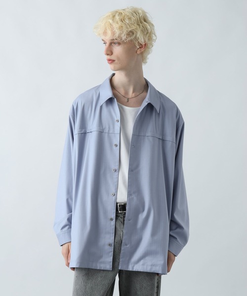 HARE（ハレ）の「BIGカラーストライプシャツ(HARE)（シャツ/ブラウス・メンズ・ブルー/ブラック/グレー・FREE）」の15枚目の写真