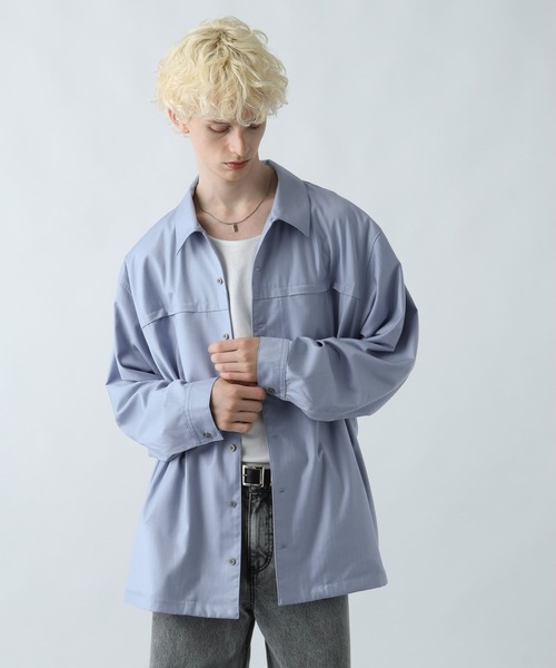 HARE（ハレ）の「BIGカラーストライプシャツ(HARE)（シャツ/ブラウス・メンズ・ブルー/ブラック/グレー・FREE）」の16枚目の写真