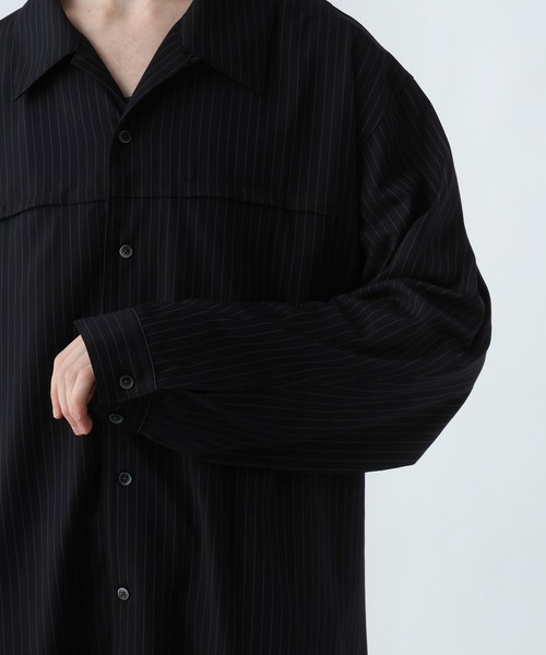 HARE（ハレ）の「BIGカラーストライプシャツ(HARE)（シャツ/ブラウス・メンズ・ブルー/ブラック/グレー・FREE）」の21枚目の写真