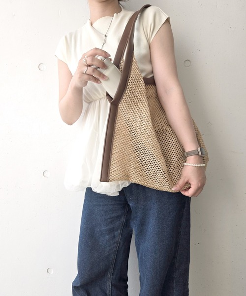 styiro(スタイロ)の「三角ペーパーショルダーバッグ/軽量カゴバッグ/ポーチ付き(かごバッグ・レディース・ベージュ・FREE)」の22枚目の写真
