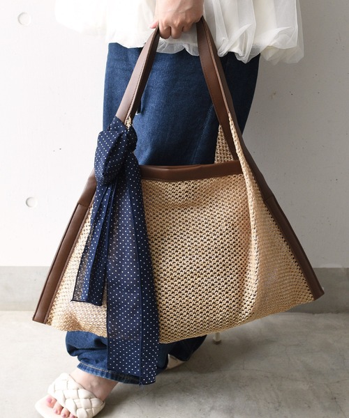 styiro(スタイロ)の「三角ペーパーショルダーバッグ/軽量カゴバッグ/ポーチ付き(かごバッグ・レディース・ベージュ・FREE)」の21枚目の写真