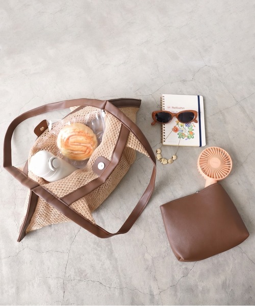 styiro(スタイロ)の「三角ペーパーショルダーバッグ/軽量カゴバッグ/ポーチ付き(かごバッグ・レディース・ベージュ・FREE)」の18枚目の写真