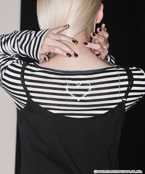 Heart Tattoo(ハートタトゥー)の「モノトーンナカムラくん キャミソール&トップスセット【ANGEL BLUE】(Tシャツ/カットソー・レディース・ホワイト系1/ブラック系1・FREE)」の6枚目の写真