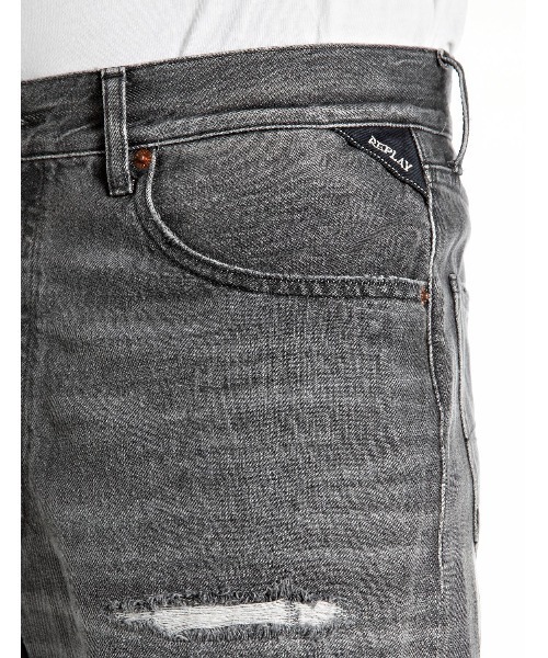 REPLAY(リプレイ)の「9ZERO1 ストレートフィットブラックダメージデニム(デニムパンツ・メンズ・グレー・W28xL32/W34xL32/W33xL32/W32xL32/W31xL32/W30xL32/W29xL32)」の6枚目の写真