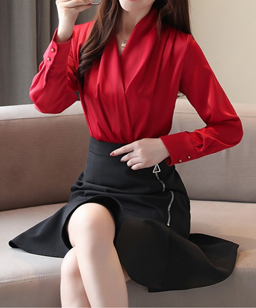オールドイングランドカシュクールブラウス 45Rインドネルパッチワークのカシュクールブラウス: WOMEN｜45R