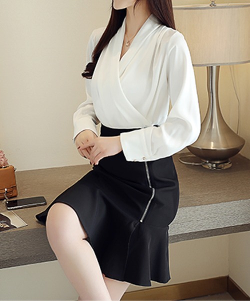 オールドイングランドカシュクールブラウス 45Rインドネルパッチワークのカシュクールブラウス: WOMEN｜45R
