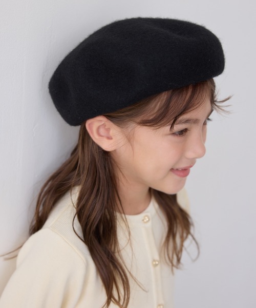 ROPE' PICNIC(ロペピクニック)の「【KIDS/キッズ】ウールフェルトベレー/リンクコーデ(ハンチング/ベレー帽・キッズ・ブラック/ライトグレー・FREE)」の2枚目の写真