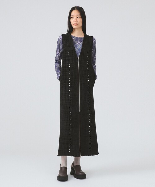 ツイード スタッズ ノースリーブ ワンピース（ワンピース）｜Ray BEAMS