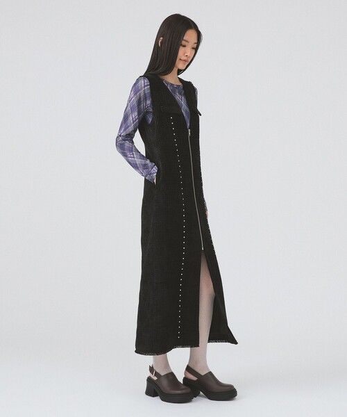 Ray BEAMS（レイビームス）の「ツイード スタッズ ノースリーブ ワンピース（ワンピース・レディース・ブラック/ダークブラウン・0/1）」の17枚目の写真