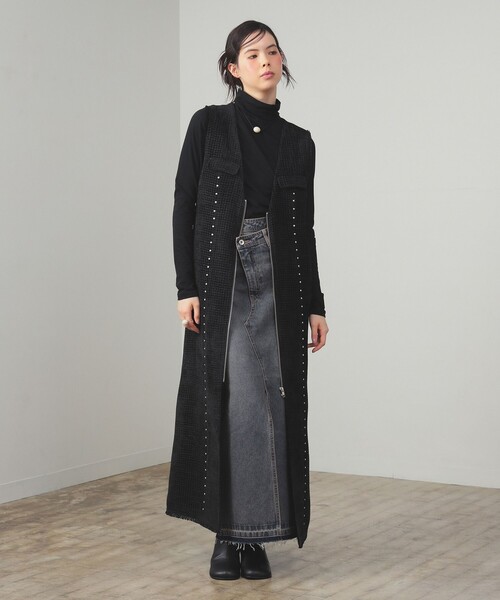 Ray BEAMS（レイビームス）の「ツイード スタッズ ノースリーブ ワンピース（ワンピース・レディース・ブラック/ダークブラウン・0/1）」の19枚目の写真