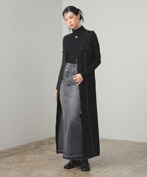 Ray BEAMS（レイビームス）の「ツイード スタッズ ノースリーブ ワンピース（ワンピース・レディース・ブラック/ダークブラウン・0/1）」の21枚目の写真