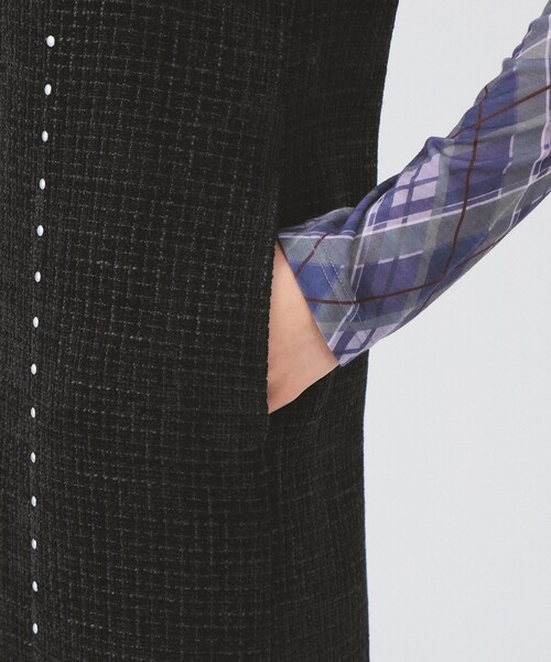 Ray BEAMS（レイビームス）の「ツイード スタッズ ノースリーブ ワンピース（ワンピース・レディース・ブラック/ダークブラウン・0/1）」の3枚目の写真