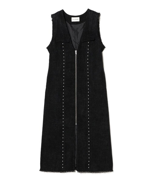 Ray BEAMS（レイビームス）の「ツイード スタッズ ノースリーブ ワンピース（ワンピース・レディース・ブラック/ダークブラウン・0/1）」の5枚目の写真