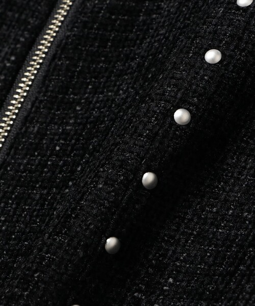 Ray BEAMS（レイビームス）の「ツイード スタッズ ノースリーブ ワンピース（ワンピース・レディース・ブラック/ダークブラウン・0/1）」の7枚目の写真