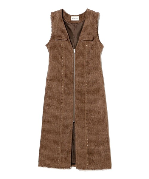 Ray BEAMS（レイビームス）の「ツイード スタッズ ノースリーブ ワンピース（ワンピース・レディース・ブラック/ダークブラウン・0/1）」の8枚目の写真