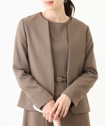 ノーカラージャケット（ブラウン/茶色系）ファッション通販