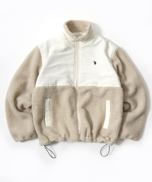 U.S. POLO ASSN.（ユーエスポロアッスン）の「U.S. POLO ASSN./ユーエスポロアッスン Boa Jacket/オーバーサイズ ボアフリースジャケット/レディース メンズ（ブルゾン・メンズ・アイボリー/ブラック・M/L/LL）」の9枚目の写真