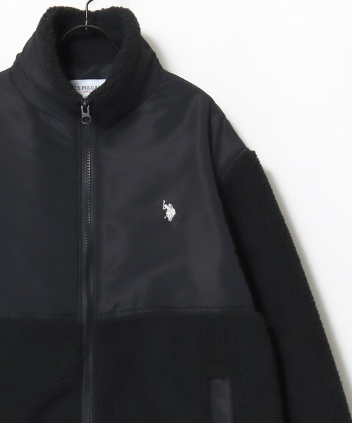 U.S. POLO ASSN.（ユーエスポロアッスン）の「U.S. POLO ASSN./ユーエスポロアッスン Boa Jacket/オーバーサイズ ボアフリースジャケット/レディース メンズ（ブルゾン・メンズ・アイボリー/ブラック・M/L/LL）」の4枚目の写真