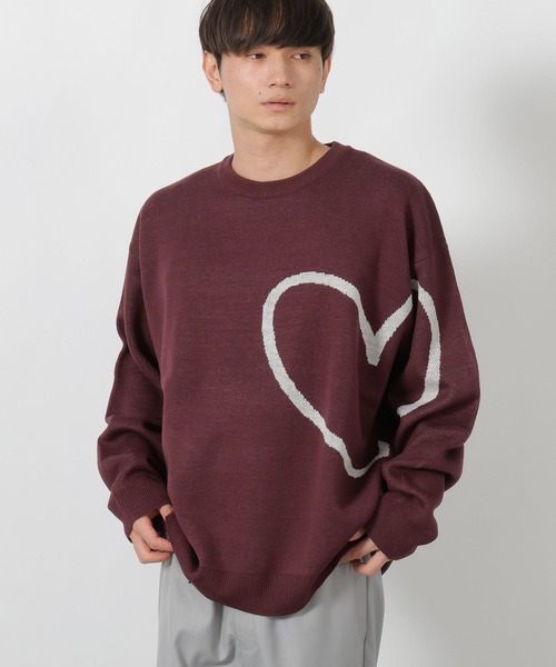 LAKOLE（ラコレ）の「ハートラインニットプルオーバー / 592878（ニット/セーター・メンズ・ボルドー/グリーン/ホワイト・LARGE/MEDIUM）」の3枚目の写真