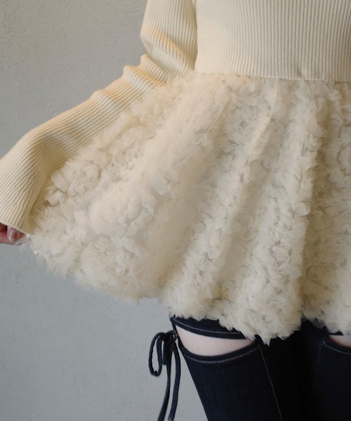 セール】チュールペプラムドッキングニット（ニット/セーター