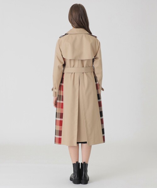 BLUE LABEL CRESTBRIDGE(ブルーレーベルクレストブリッジ)の「【10th ANNIVERSARY】ライトギャバジンパーシャルチェックトレンチコート(トレンチコート・レディース・ベージュ/ベージュ系その他・36/38)」の5枚目の写真