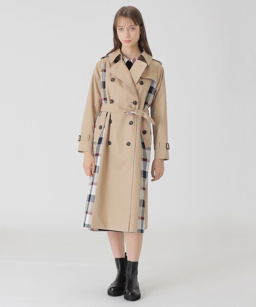 BLUE LABEL CRESTBRIDGE(ブルーレーベルクレストブリッジ)の「【10th ANNIVERSARY】ライトギャバジンパーシャルチェックトレンチコート(トレンチコート・レディース・ベージュ/ベージュ系その他・36/38)」の13枚目の写真