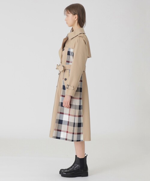 BLUE LABEL CRESTBRIDGE(ブルーレーベルクレストブリッジ)の「【10th ANNIVERSARY】ライトギャバジンパーシャルチェックトレンチコート(トレンチコート・レディース・ベージュ/ベージュ系その他・36/38)」の14枚目の写真