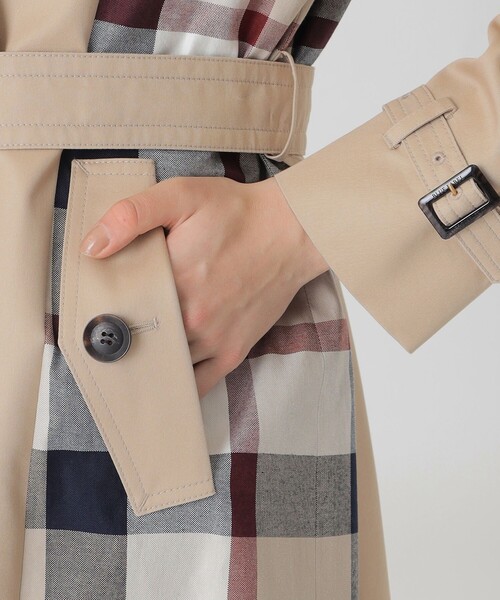 BLUE LABEL CRESTBRIDGE(ブルーレーベルクレストブリッジ)の「【10th ANNIVERSARY】ライトギャバジンパーシャルチェックトレンチコート(トレンチコート・レディース・ベージュ/ベージュ系その他・36/38)」の20枚目の写真
