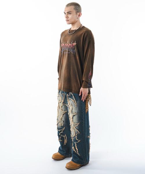 SHORT ROUND（ショートラウンド）の「SHORT ROUND/フレイムグラフィックBIGロンT（Tシャツ/カットソー・メンズ・ブラウン/ブラック・MEDIUM/LARGE）」の15枚目の写真