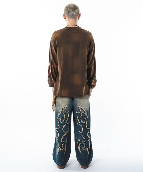 SHORT ROUND（ショートラウンド）の「SHORT ROUND/フレイムグラフィックBIGロンT（Tシャツ/カットソー・メンズ・ブラウン/ブラック・MEDIUM/LARGE）」の16枚目の写真