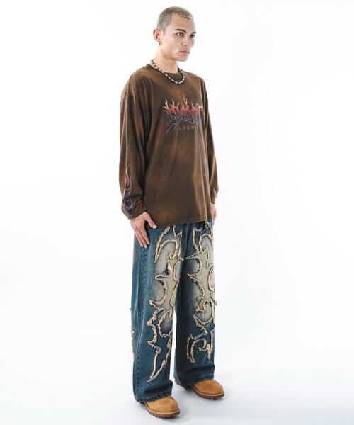 SHORT ROUND（ショートラウンド）の「SHORT ROUND/フレイムグラフィックBIGロンT（Tシャツ/カットソー・メンズ・ブラウン/ブラック・MEDIUM/LARGE）」の17枚目の写真