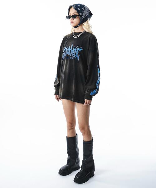 SHORT ROUND（ショートラウンド）の「SHORT ROUND/フレイムグラフィックBIGロンT（Tシャツ/カットソー・メンズ・ブラウン/ブラック・MEDIUM/LARGE）」の11枚目の写真