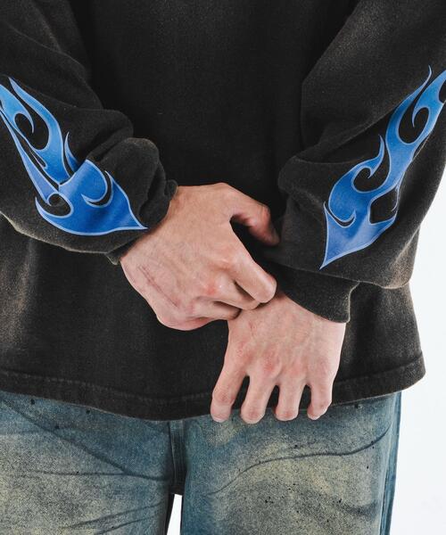 SHORT ROUND（ショートラウンド）の「SHORT ROUND/フレイムグラフィックBIGロンT（Tシャツ/カットソー・メンズ・ブラウン/ブラック・MEDIUM/LARGE）」の5枚目の写真