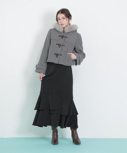 JILL by JILL STUART（ジルバイジルスチュアート）の「◇フェイクファー付ショートダッフルコート（ダッフルコート・レディース・ピンク/グレー/ホワイト・MEDIUM/SMALL）」の5枚目の写真