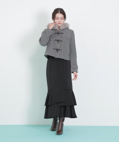 JILL by JILL STUART（ジルバイジルスチュアート）の「◇フェイクファー付ショートダッフルコート（ダッフルコート・レディース・ピンク/グレー/ホワイト・MEDIUM/SMALL）」の7枚目の写真