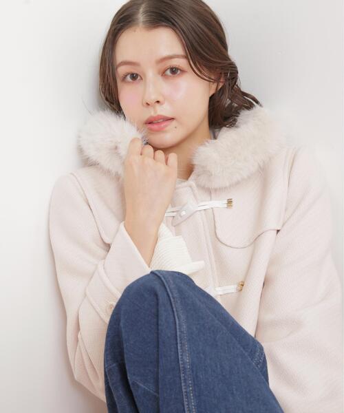 JILL by JILL STUART（ジルバイジルスチュアート）の「◇フェイクファー付ショートダッフルコート（ダッフルコート・レディース・ピンク/グレー/ホワイト・MEDIUM/SMALL）」の21枚目の写真