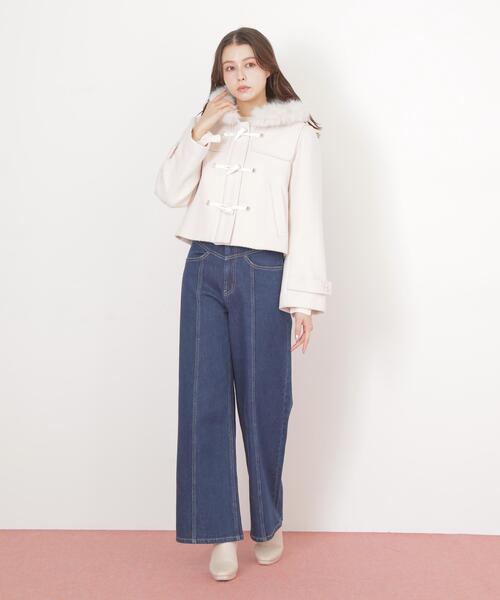 JILL by JILL STUART（ジルバイジルスチュアート）の「◇フェイクファー付ショートダッフルコート（ダッフルコート・レディース・ピンク/グレー/ホワイト・MEDIUM/SMALL）」の22枚目の写真