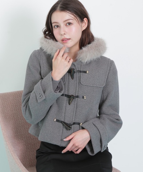 ◇フェイクファー付ショートダッフルコート（ダッフルコート）｜JILL