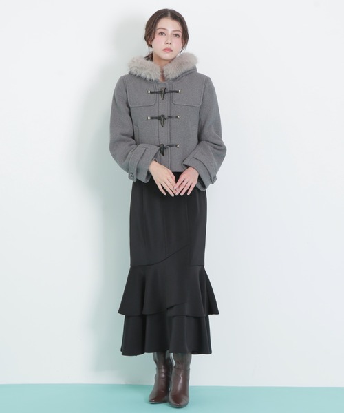 フェイクファー付ショートダッフルコート JILL by JILL STUART｜フェイクファー付ショートダッフルコート