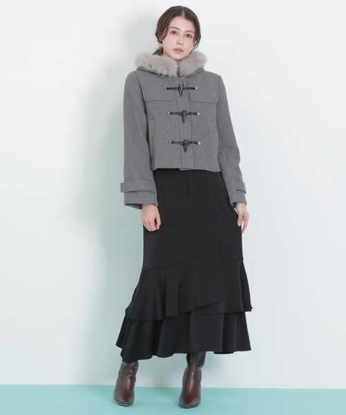 ◇フェイクファー付ショートダッフルコート（ダッフルコート）｜JILL