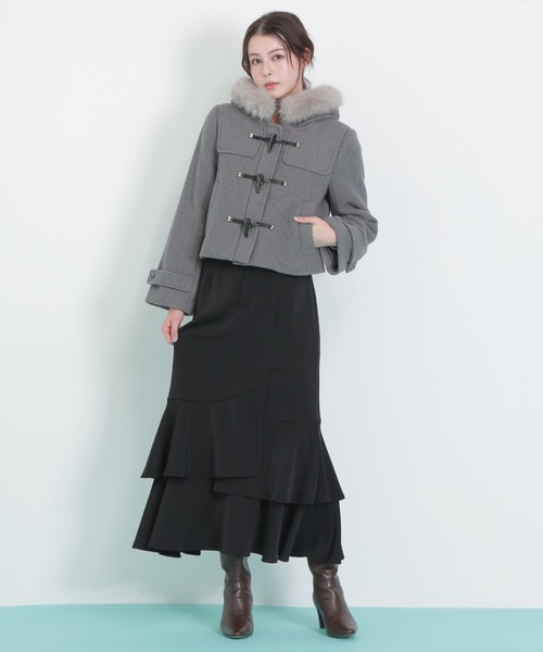 ◇フェイクファー付ショートダッフルコート（ダッフルコート）｜JILL