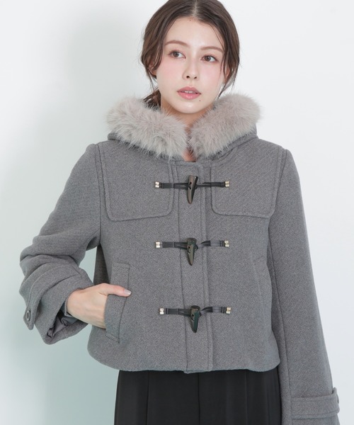 ◇フェイクファー付ショートダッフルコート（ダッフルコート）｜JILL