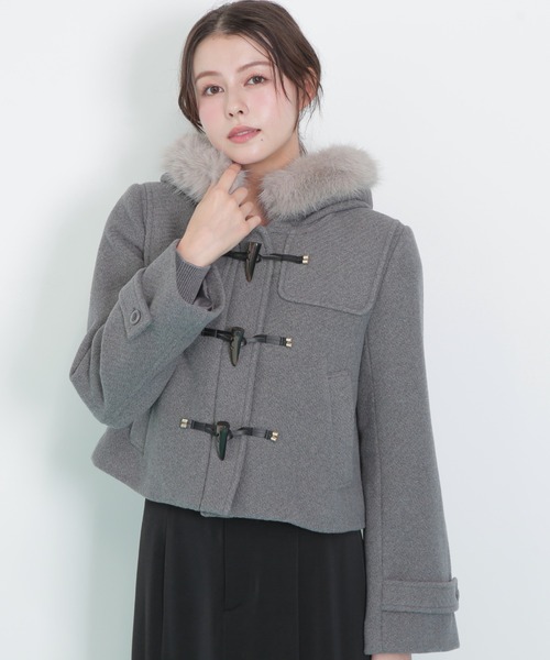 定価85,000円 ジルスチュアート ファー付き ウール Pコート フェイクファー付ショートダッフルコート | JILL by JILL STUART