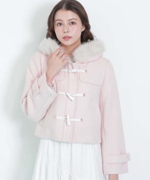 ◇フェイクファー付ショートダッフルコート（ダッフルコート