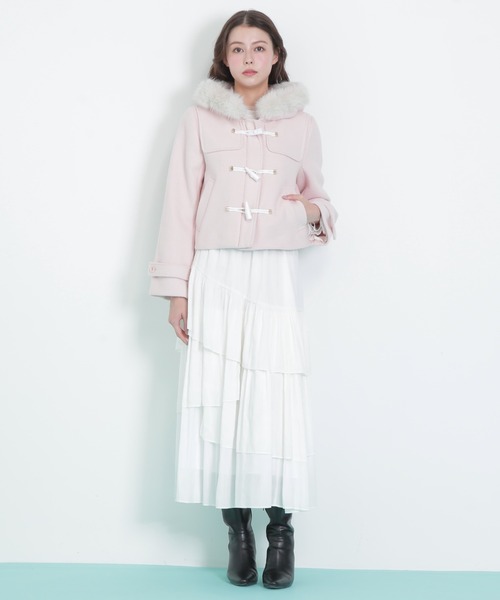 ◇フェイクファー付ショートダッフルコート（ダッフルコート