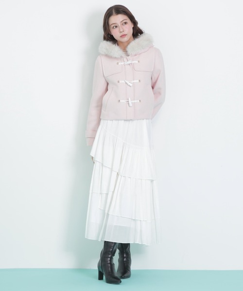 ◇フェイクファー付ショートダッフルコート（ダッフルコート）｜JILL